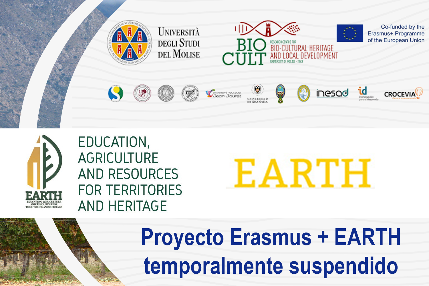 Proyecto Erasmus+ EARTH temporalmente suspendido