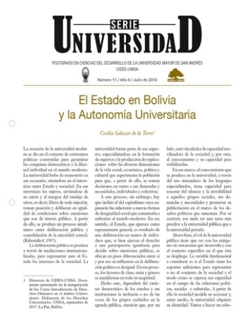 EL ESTADO EN BOLIVIA Y LA AUTONOMÍA UNIVERSITARIA